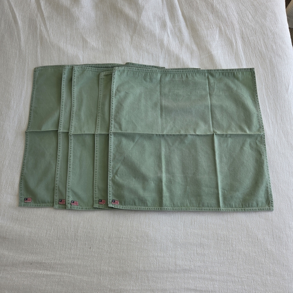 Set of Green Cloth Placemats .Vintage Ralph Lauren Dinner Napkins – Set of 5